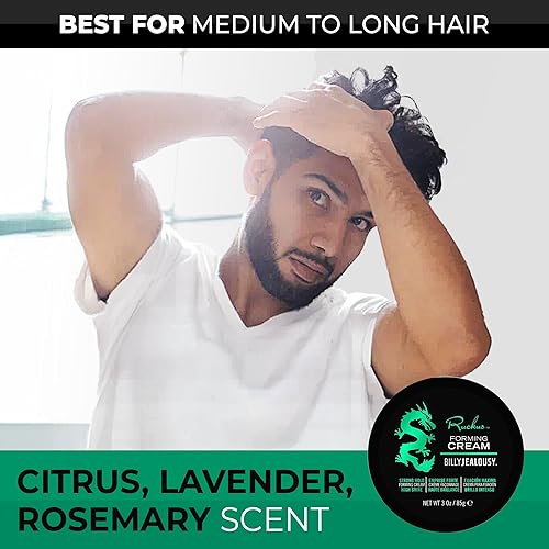 Miniatura 2 de Billy Jealousy Ruckus Crema formadora de cabello para hombres con fuerte sujeción y alto brillo, reutilizable, aspecto natural, producto de peinado