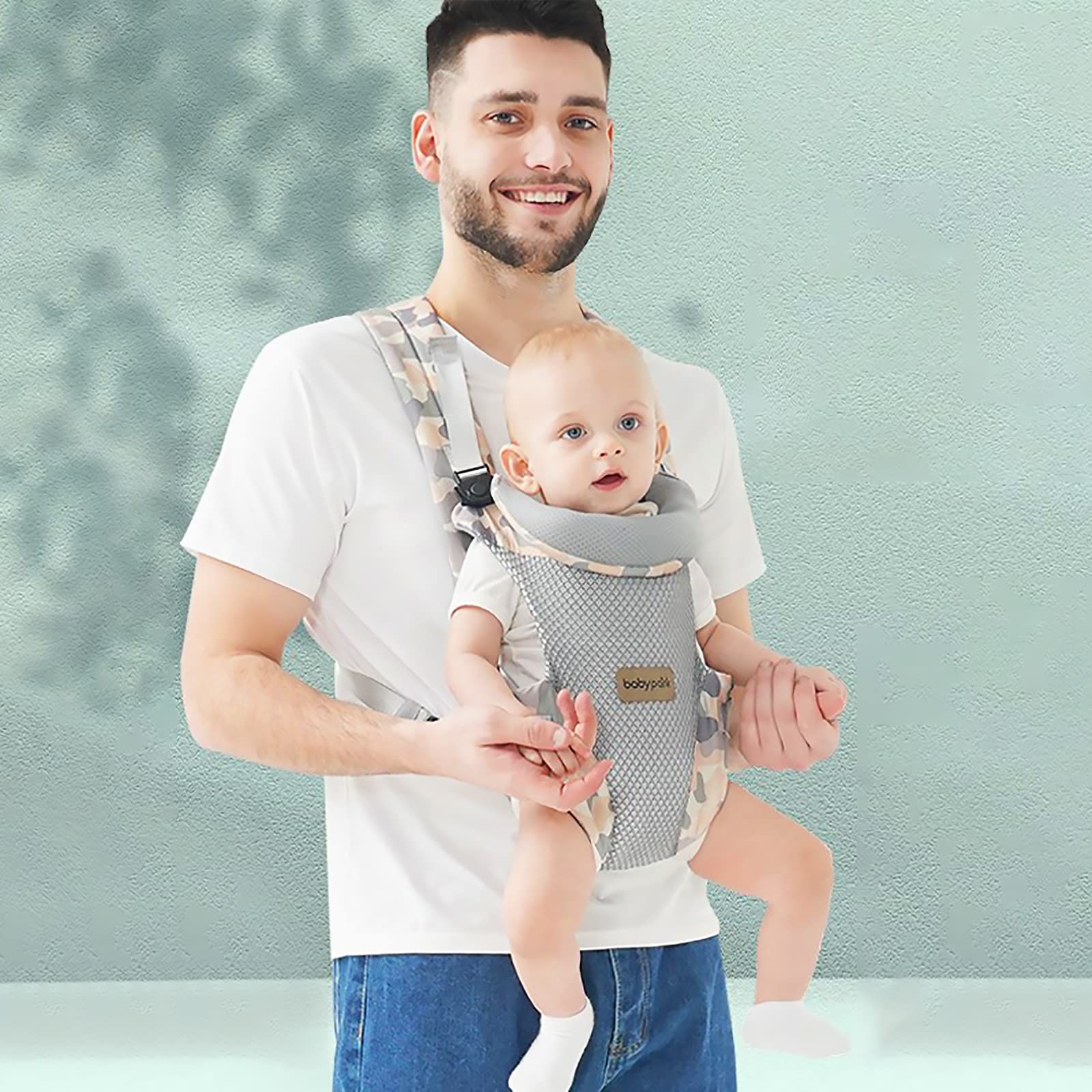 SONARIN Lekkie oddychające nosidełko dla niemowląt, 4 w 1, miękka siatka 3D, ergonomiczne nosidełko dla dzieci, wielofunkcyjny plecak dla noworodków i maluchów w wieku od 0 do 36 miesięcy (moro)