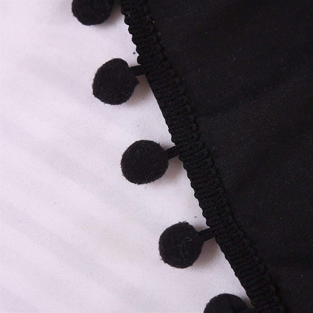Bett röcke Rüschen Elastic Pompom Fringe Bettrock Weiß Schwarz Grau Verpackung um bedskirt Twin Queen-König (Color : Black, Size : 39x75inch (99x190cm))
