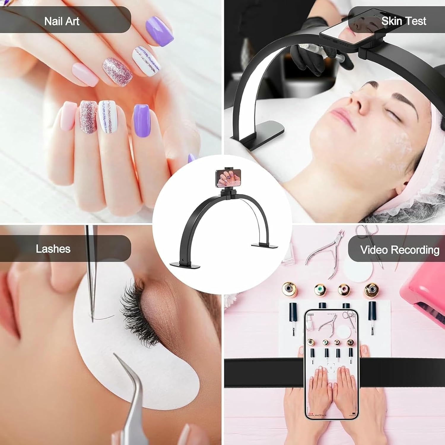 Foldable LED Half Moon Light for Nail Desk -Arch Nail Tech Table Lamp for Beauty Care, Lash.