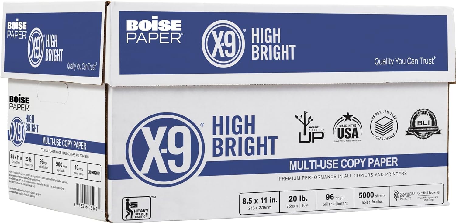 Boise® X9® High Bright Multipurpose Copy Paper, Letter Paper Size, 108