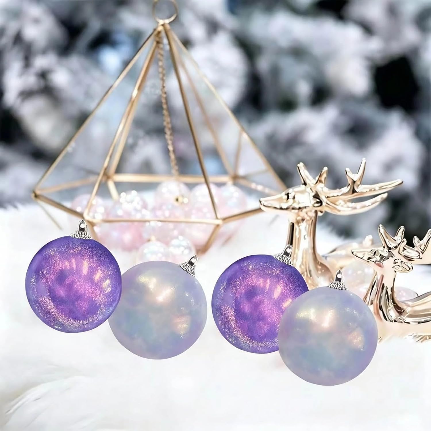 16Pcs Christmas Balls Ornaments -Shatterproof Christmas Ball for Xmas Tree Decorations Hanging Ball,Wedding Party Holiday Decorations Ball Colorful Purple Glitter Ball 3.15 in x 16 Pack