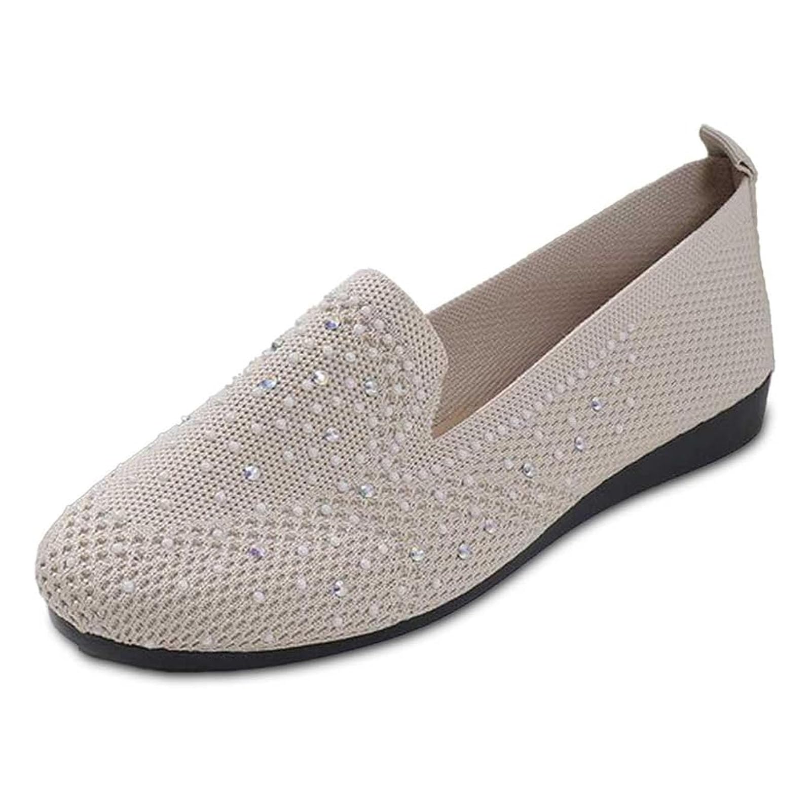 Zapatos planos de ballet de punto transpirable para mujer, zapatos planos