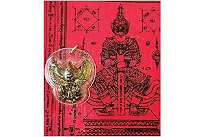 Thai Garuda Magic Eagle Bird and Protective Amulets with Wessuwan Giant God Talisman and Incantation