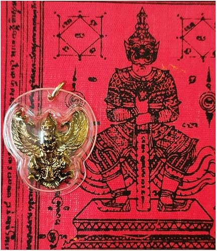 MiracleTH6395 Thai Garuda Magic Eagle Bird Estatua Impermeable y PHA Yant Wessuwan Dios Gigante Talismán Tela Mantra Amuleto Protección Peligro
