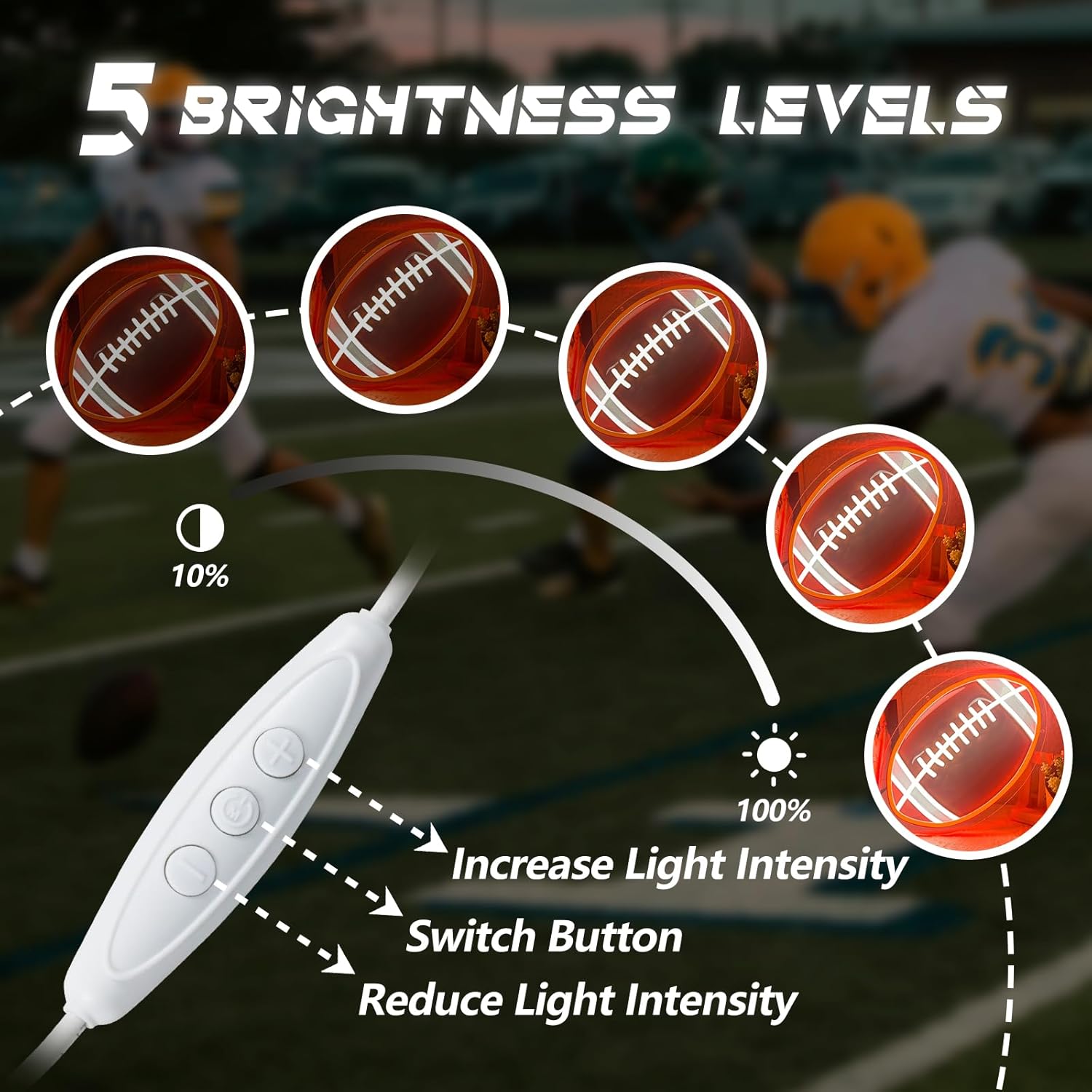 Football Neon Sign for Wall Decor, LED Neon Signs for Football Party Decorations, Sports Themed Neon Light for Home Bedroom Man Cave Playroom College Dorm Club Birthday Party Decor - Image 4