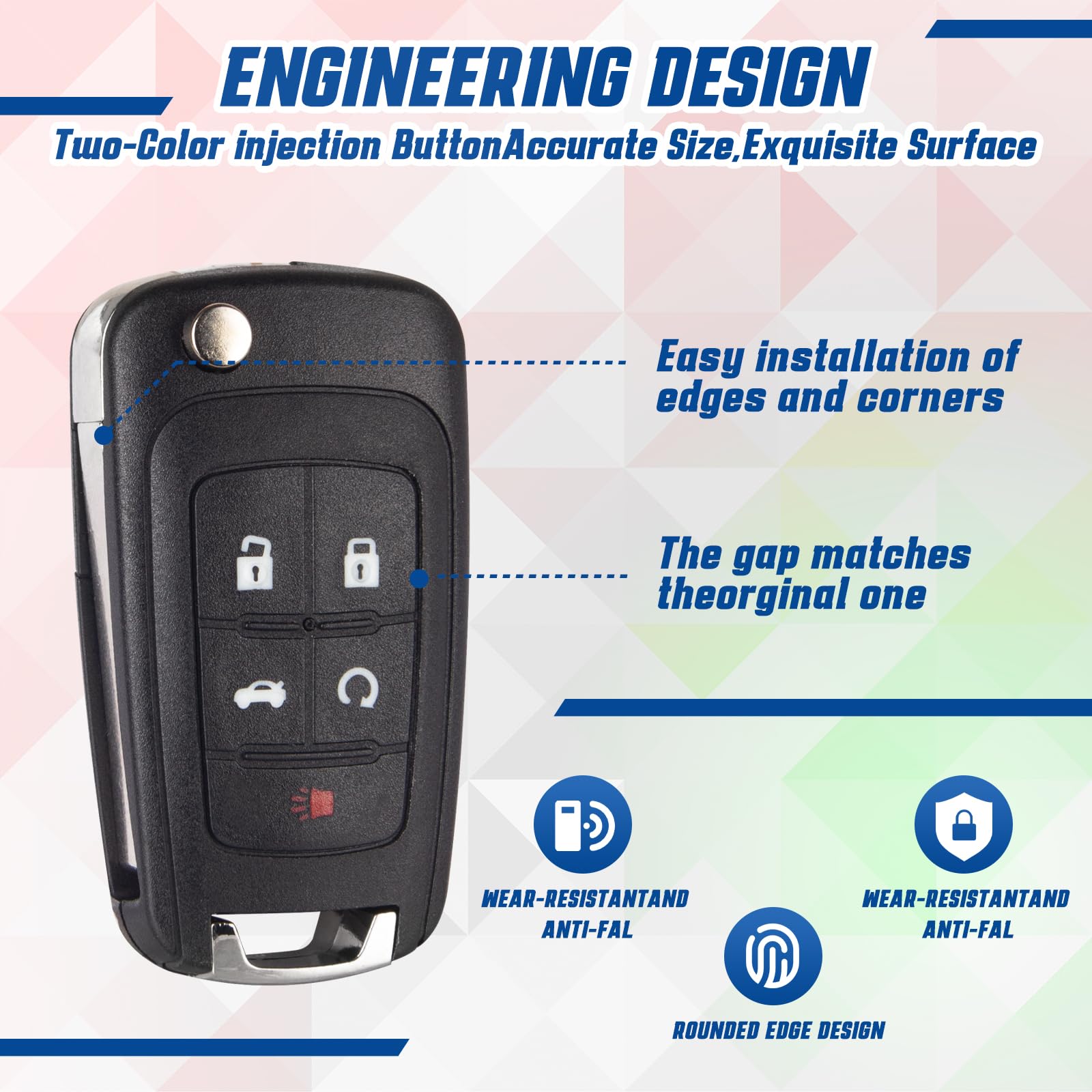 Chiave di ricambio per auto con telecomando Keyless Entry compatibile con Chevy Cruze/Camaro/Impala/Equinox/GMC Terrain/Lacrosse 2010 2011 2012 2013 2014 2015 2016 2017 Chiave di ricambio per