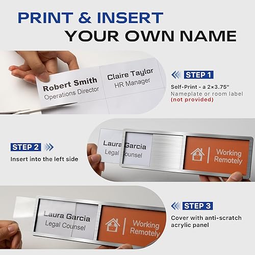 Miniatura 7 de Letreros personalizados para puerta de oficina, placa de identificación con 6 opciones de estado, no molestar, en una reunión, fuera de la oficina