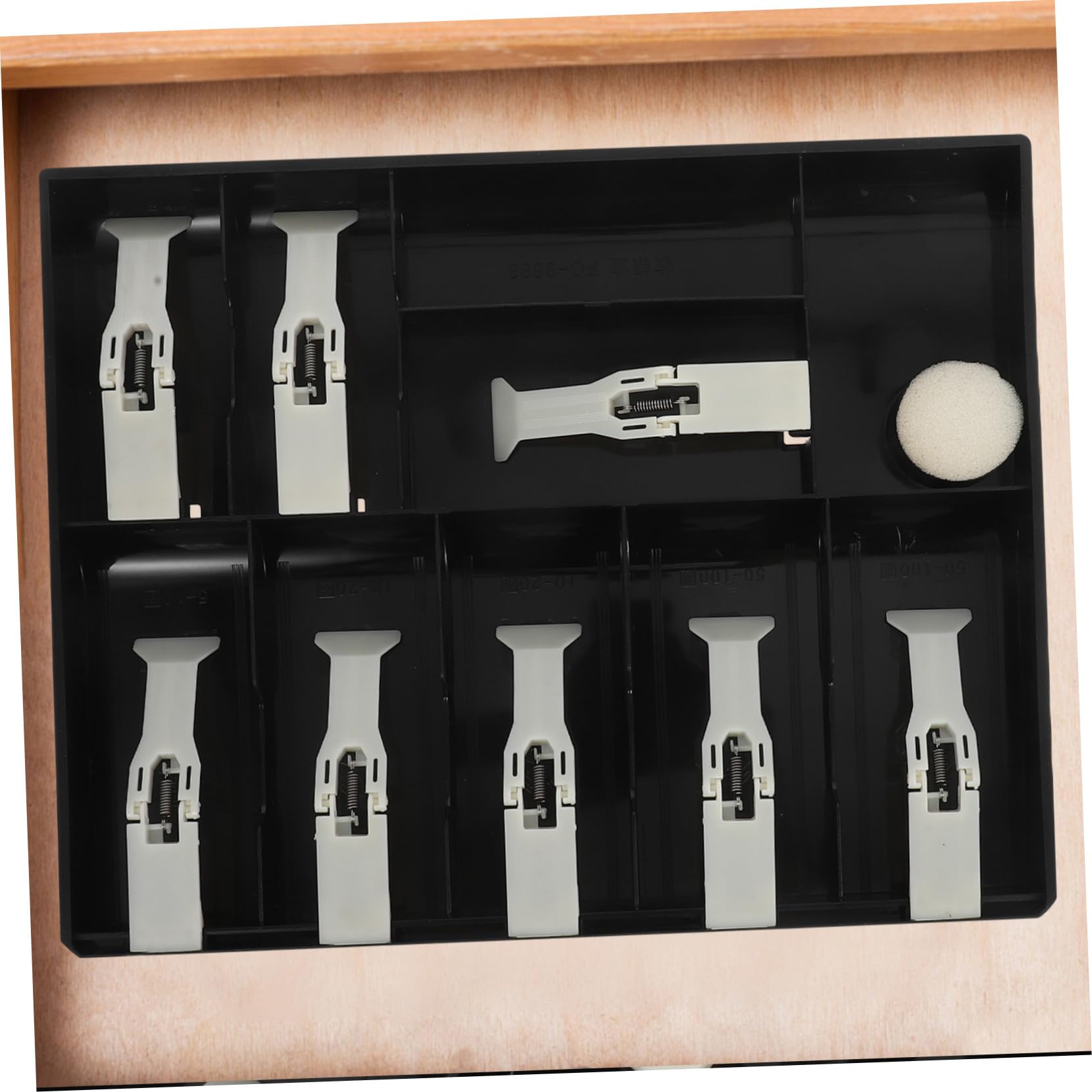 Vassoio Portamonete 9 Scomparti con Clip per Supermercato e Negozio, Tavola Porta Contanti con Organizer Plastico