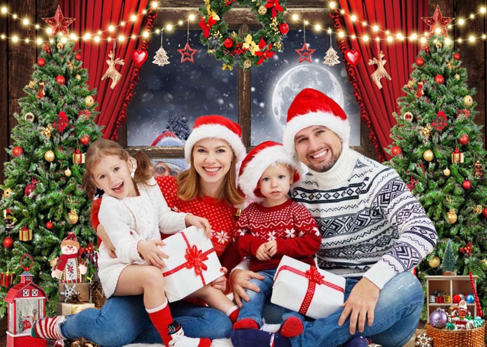 Telón De Fondo De Ventana De Navidad De Invierno Para Fotografía, 7 X 5 Pies, árbol