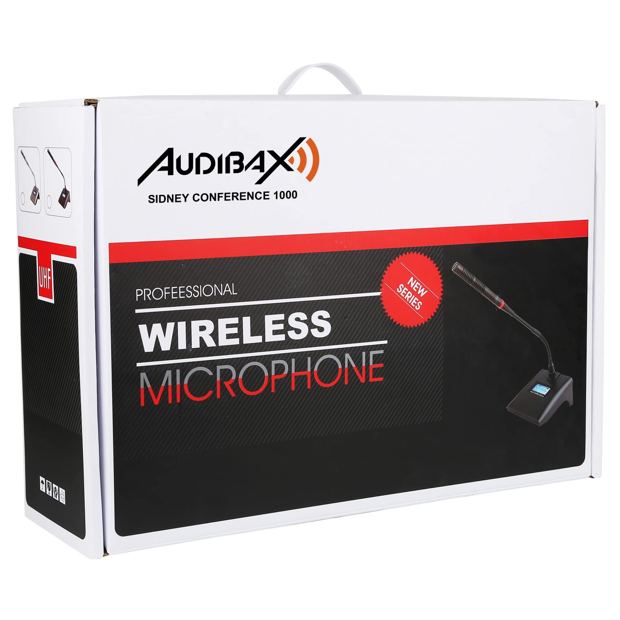 Audibax Sidney Conference 1000 - Sistema per Conferenze Wireless - Microfoni Wireless per Riunioni - Ricevitore con 4 Microfoni a Connessione Remota - Microfoni con Pulsante di Azione Vocale
