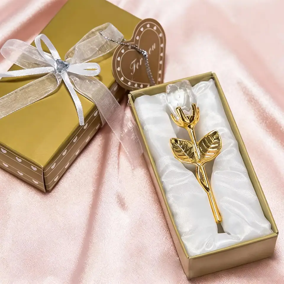 Ornamento de rosa de cristal – presente de dia dos namorados, para casais, lembrança, decoração de casa e casamento