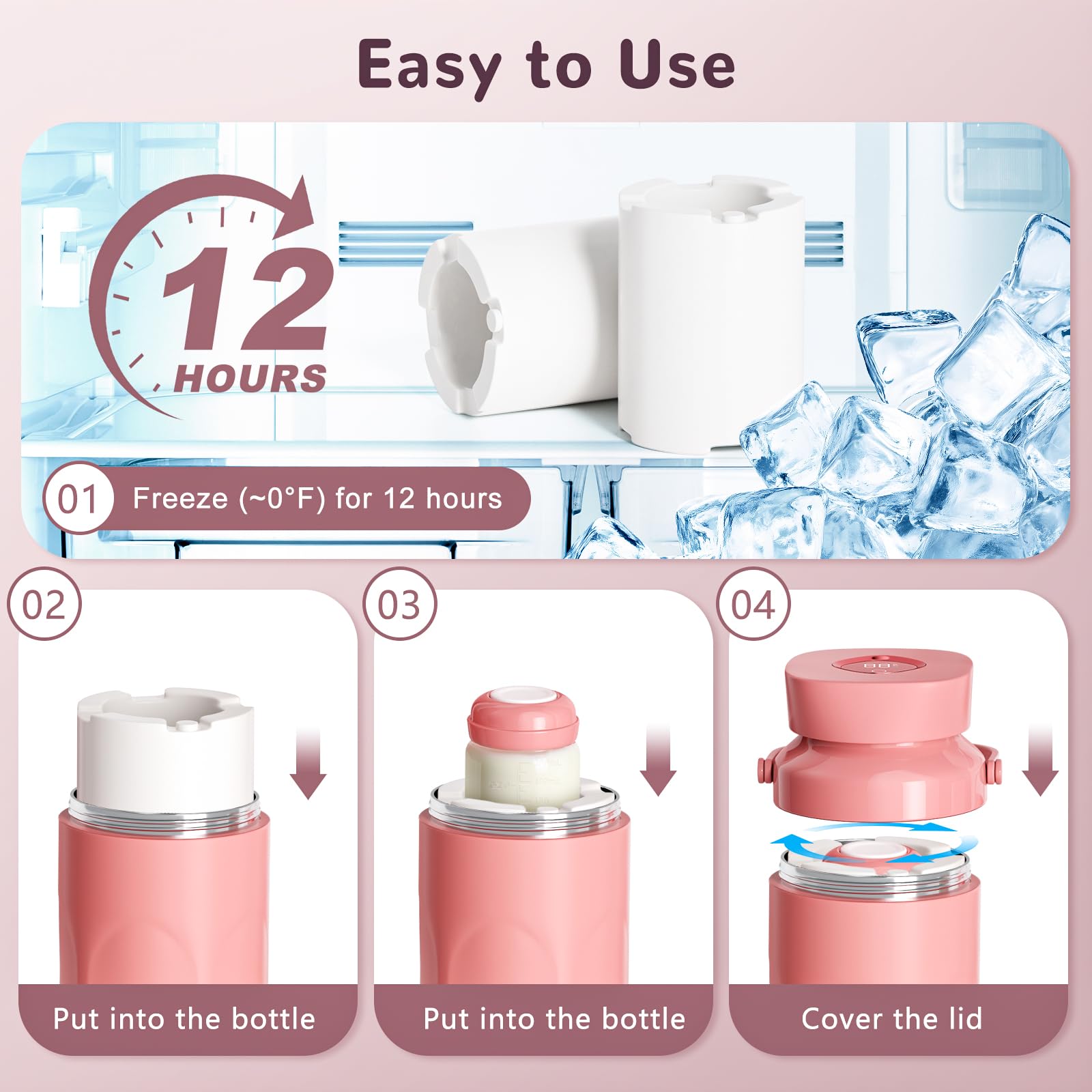 Enfriador portátil de botellas para leche materna, paquete de 2 enfriadores de leche materna, reutilizables, enfriador portátil de 22 onzas con 24 horas sin BPA