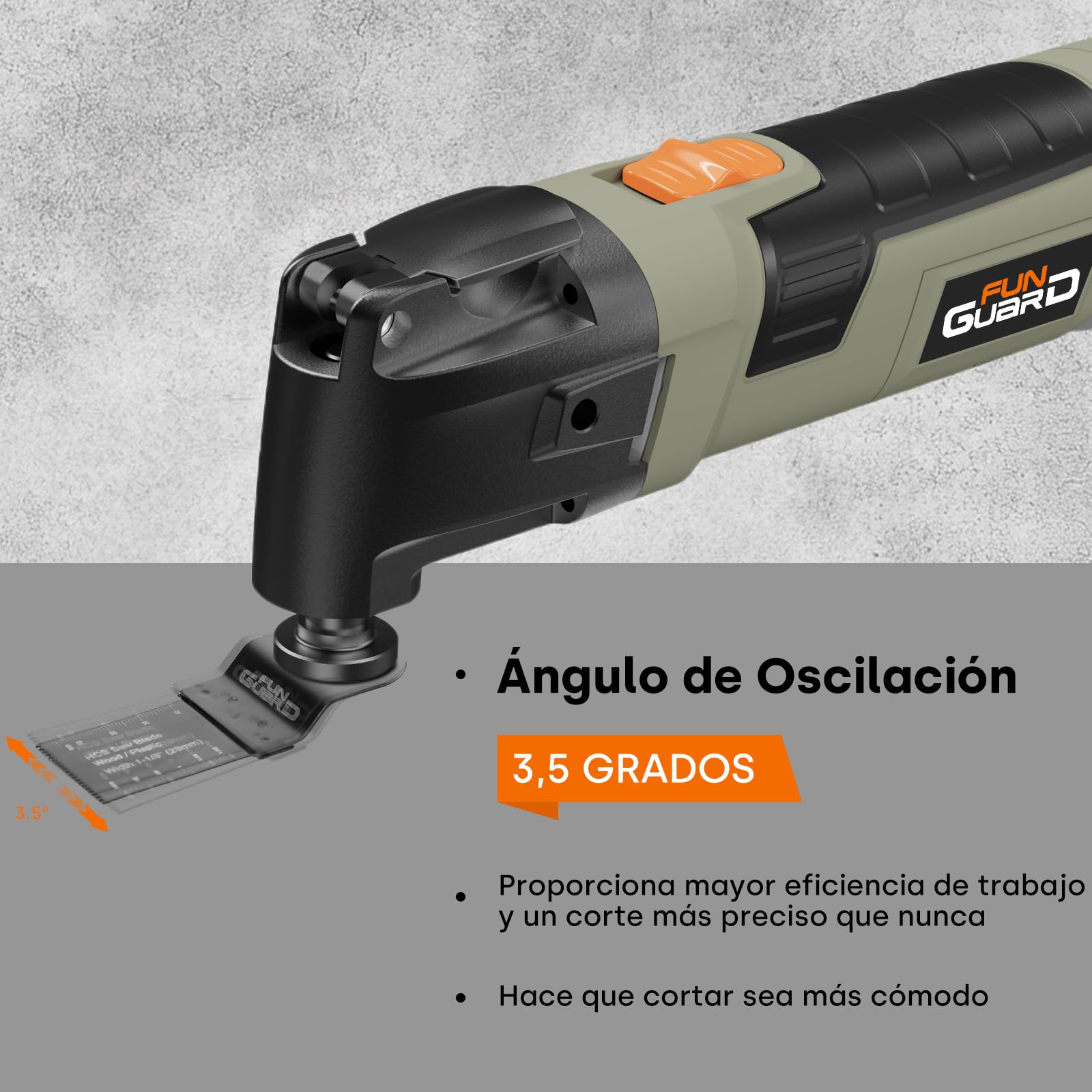 300W Multiherramienta Oscilante, Herramientas Oscilantes con 6 Velocidades, 15000-22000RPM, 30 Accesorios, Mango Auxiliar, Ángulo de Oscilación 3.5°, para Cortar, Lijar, Raspar, Serrar