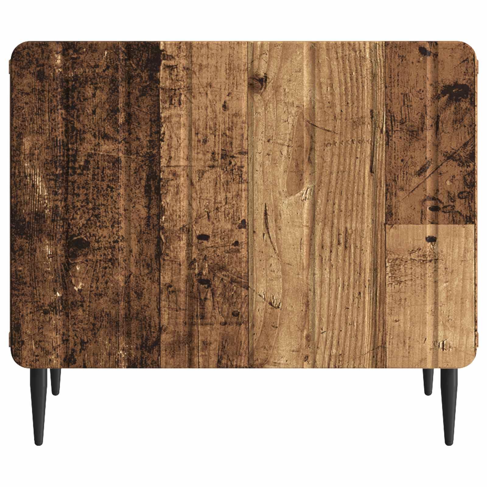 Stolik kawowy z szufladami ze starego drewna, 49 x 50 x 42 cm, materiał drewnopochodny, stolik do salonu, z miejscem do przechowywania, stolik pomocniczy, stół do odkładania, nowoczesny