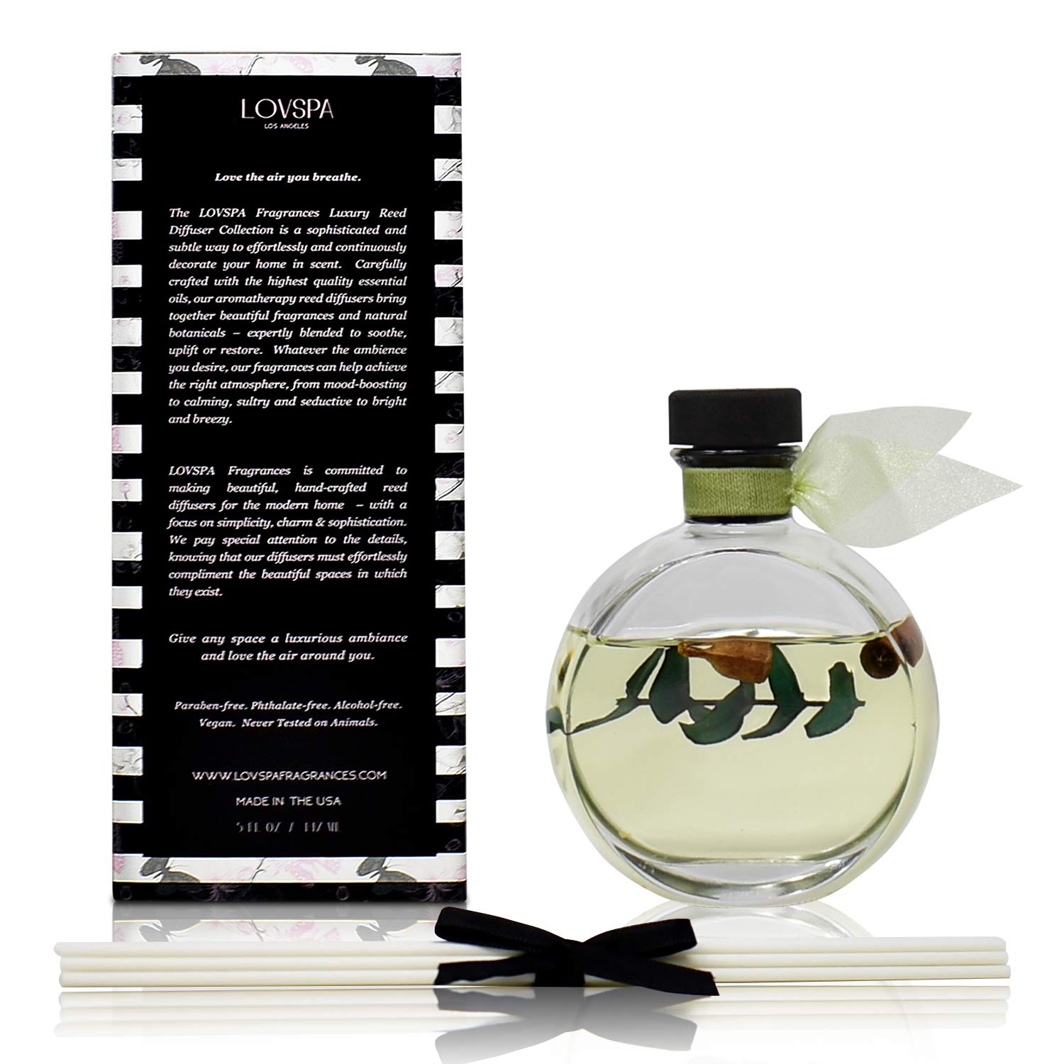 LOVSPA Peppermint & Eucalyptus Unwind Luxury Home Fragrance Diffuser Reeds Set | A Blend of Fresh Peppermint Sprigs, Aromatic Eucalyptus & Creamy Vanilla