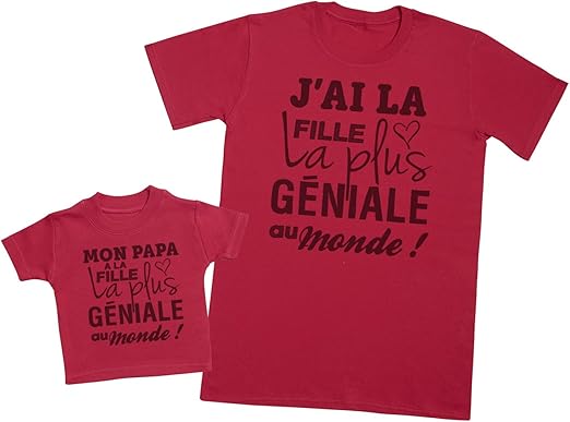 Zarlivia Clothing Mon Papa A La Fille La Plus Geniale Au Monde Creez Votre Ensemble Coffret Cadeau Articles Assortis Papa Bebe T Shirt Homme T Shirt Bebe Vendus Separement