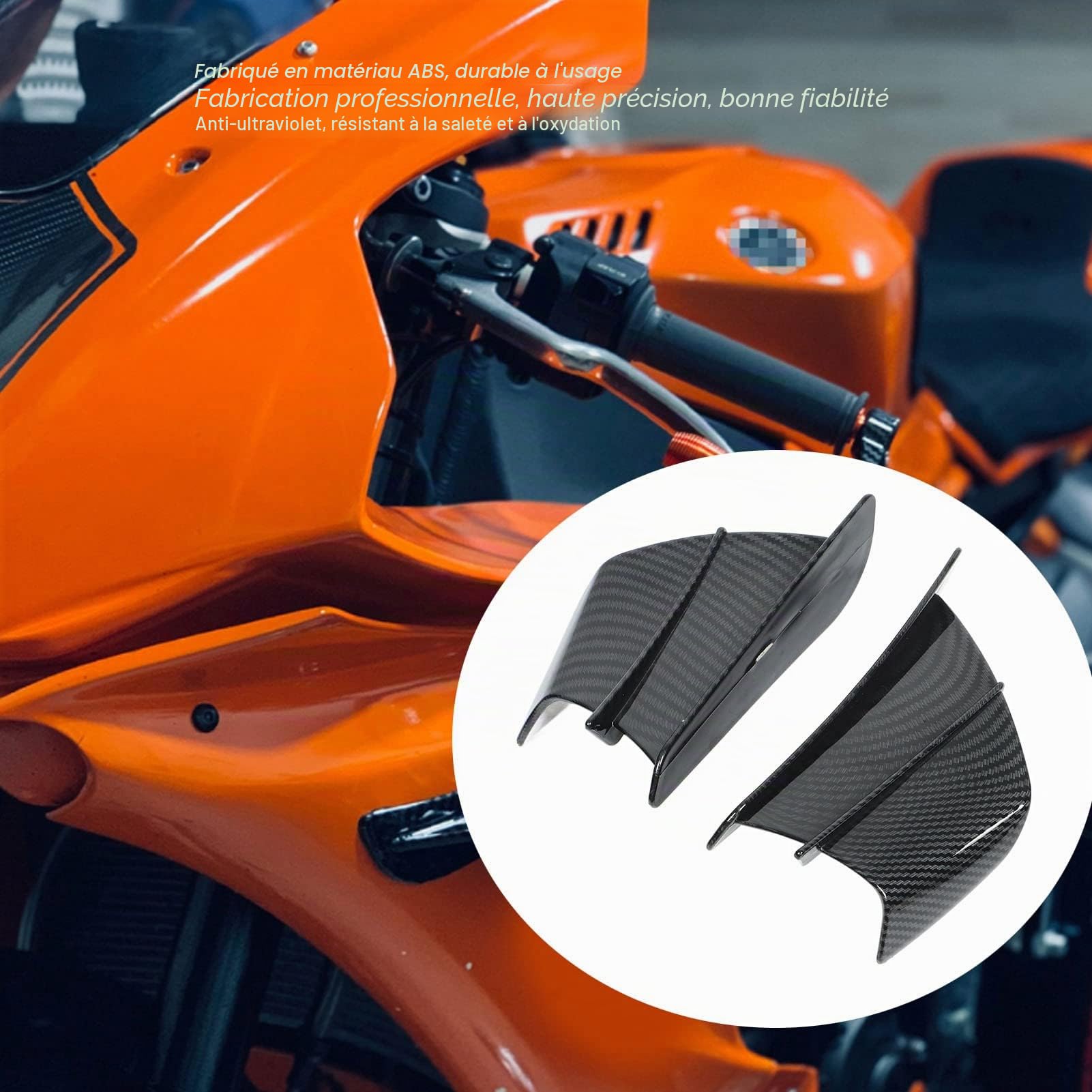 Qcwwy Ailerons De Moto, Ailerons De Moto, Kit D'Aile Aérodynamique, Spoiler, Spoiler D'Aile De Moto, Abs, Universel, 1 Paire