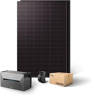 Kleines Kraftwerk 1000W Balkonkraftwerk ohne Halterung (bifazial) inkl. Anker Solarbank 2 Pro | Solaranlage mit Speicher 800W komplett Steckdose | Balkon Kraftwerk Komplettset | 2x 500Wp Solarmodule