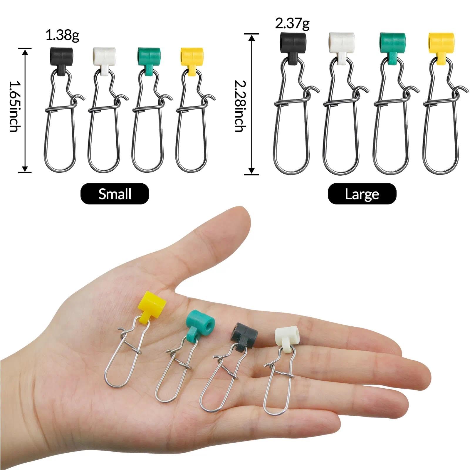 FishTrip Diapositivas de plomada para aparejos de pesca, 25 broches de bloqueo doble para línea de pesca, pesos resistentes, plomos, accesorios de conector de agua salada (mezcla de color_S#_100