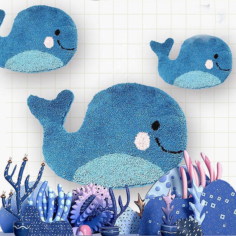 Miniatura 8 de Alfombra de baño antideslizante para niños, ropa de cama, ballena azul, 47 24.8 in