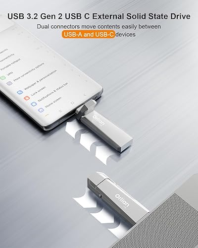 Miniatura 2 de Unidad de estado sólido USB portátil externa de 1 TB de hasta 1000 MBs USB 3.2 Gen 2 Dual Drive tipo C + USB A unidad de pulgar de estado sólido