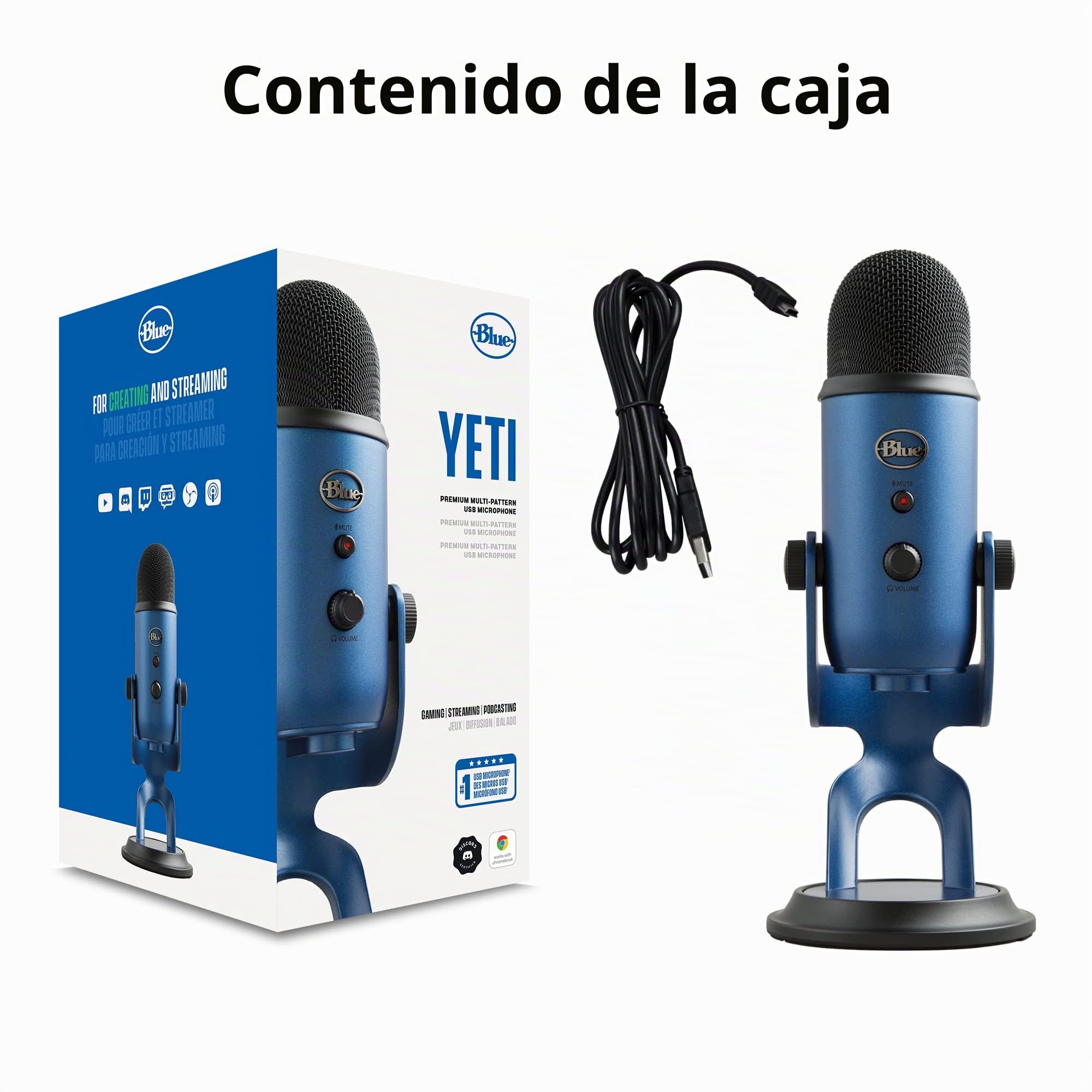 Logitech for Creators Blue Yeti Micrófono Condensador USB para Grabación, Streaming, Gaming, Podcasting, Azul