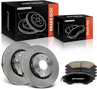 10.07 inch (256mm) Front Vented Disc Brake Rotors + Ceramic Pads Kit Compatible with Select Chevrolet, Suzuki and Pontiac Models - Spark, Spark EV, Aveo, Aveo5, Swift+, G3, G3 Wave, 6-PC Set