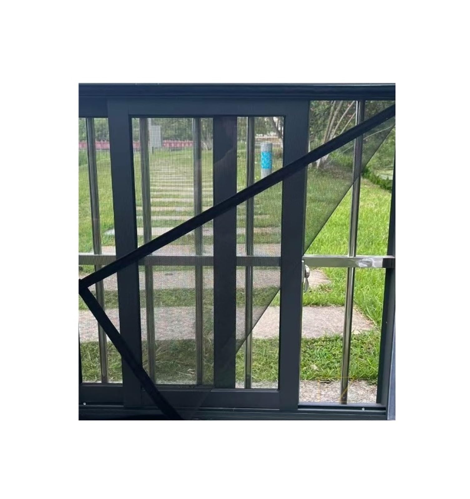 1pc Mesh Window with Invisible Full Net Design for Mosquito Prevention in Does Not Require Drilling Installation(Black-Width 110cm,Height170cm)