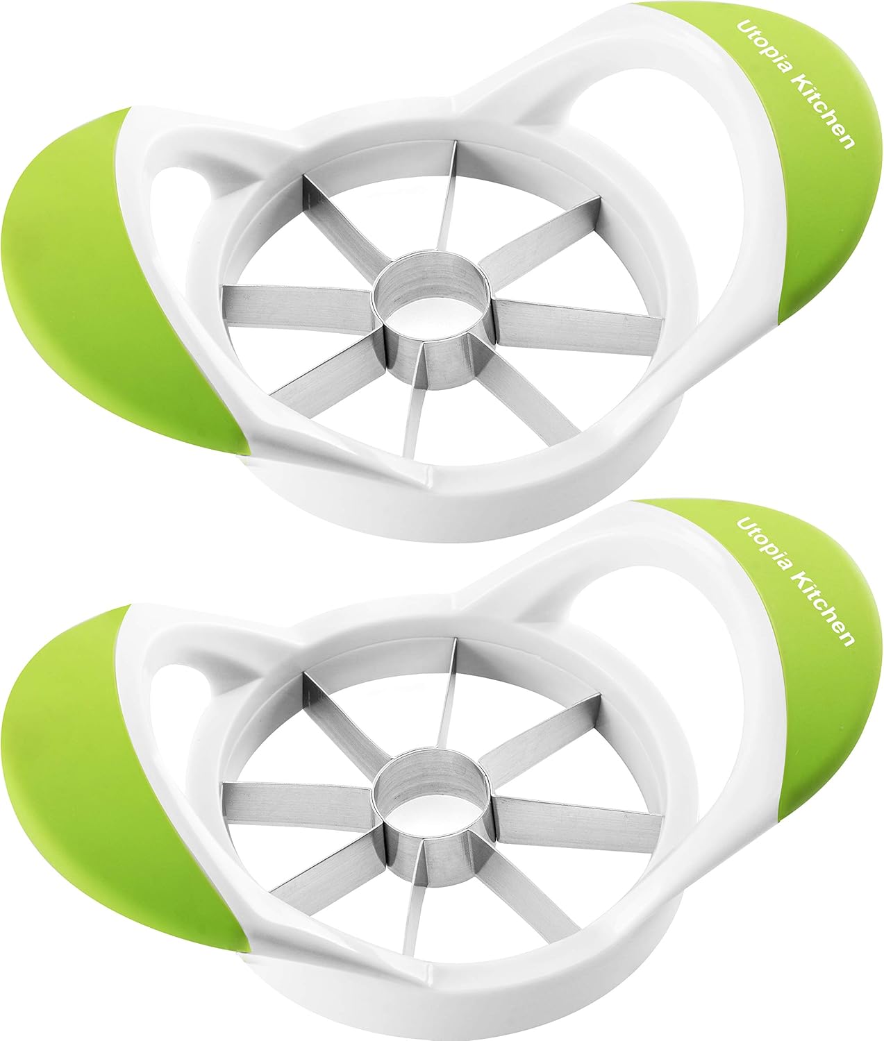 Utopia Kitchen 2 Pack Apple Corer & Slicer- Apple Fruit Cutter- Apple Divider-Wedger- Stainless Steel Slicer for Apples- Fruits- Vegetables- Ergonomic Handle- Easy Grip- 8 Sharp Blade (8 Slices) Green: Home & Kitchen