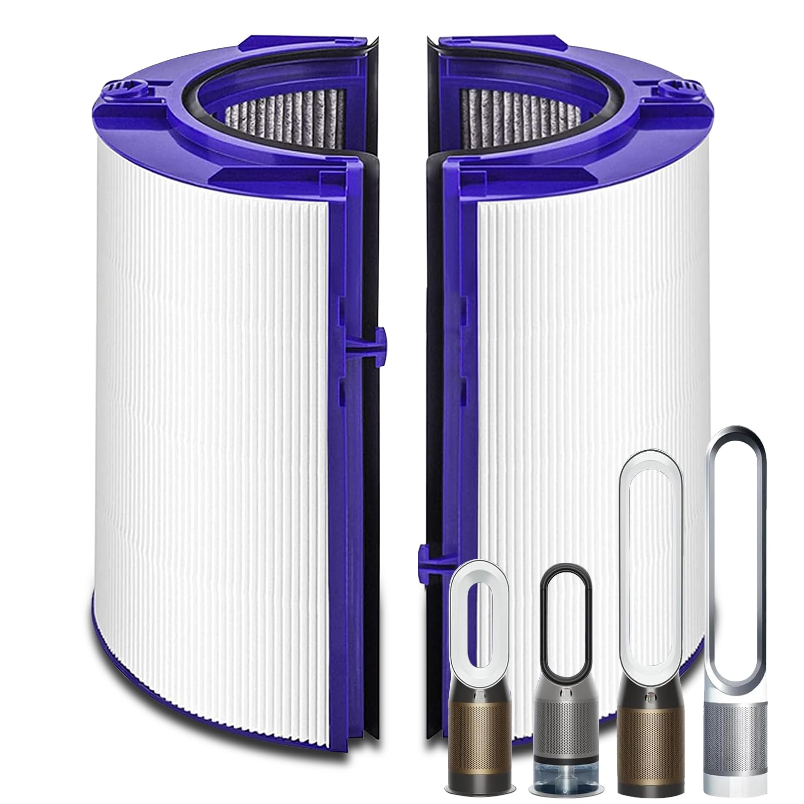 Filter für Dyson Pures Hot+Cool HP1 PC1 PH01 PH02 DP04 HP04 HP4B TP04 TP4A HP06 TP06 HP07 TP07 TP7A HP09 TP09 HP10 TP10 HP11 TP11, 360° Glas HEPA+Carbon Luftreinigerfilter
