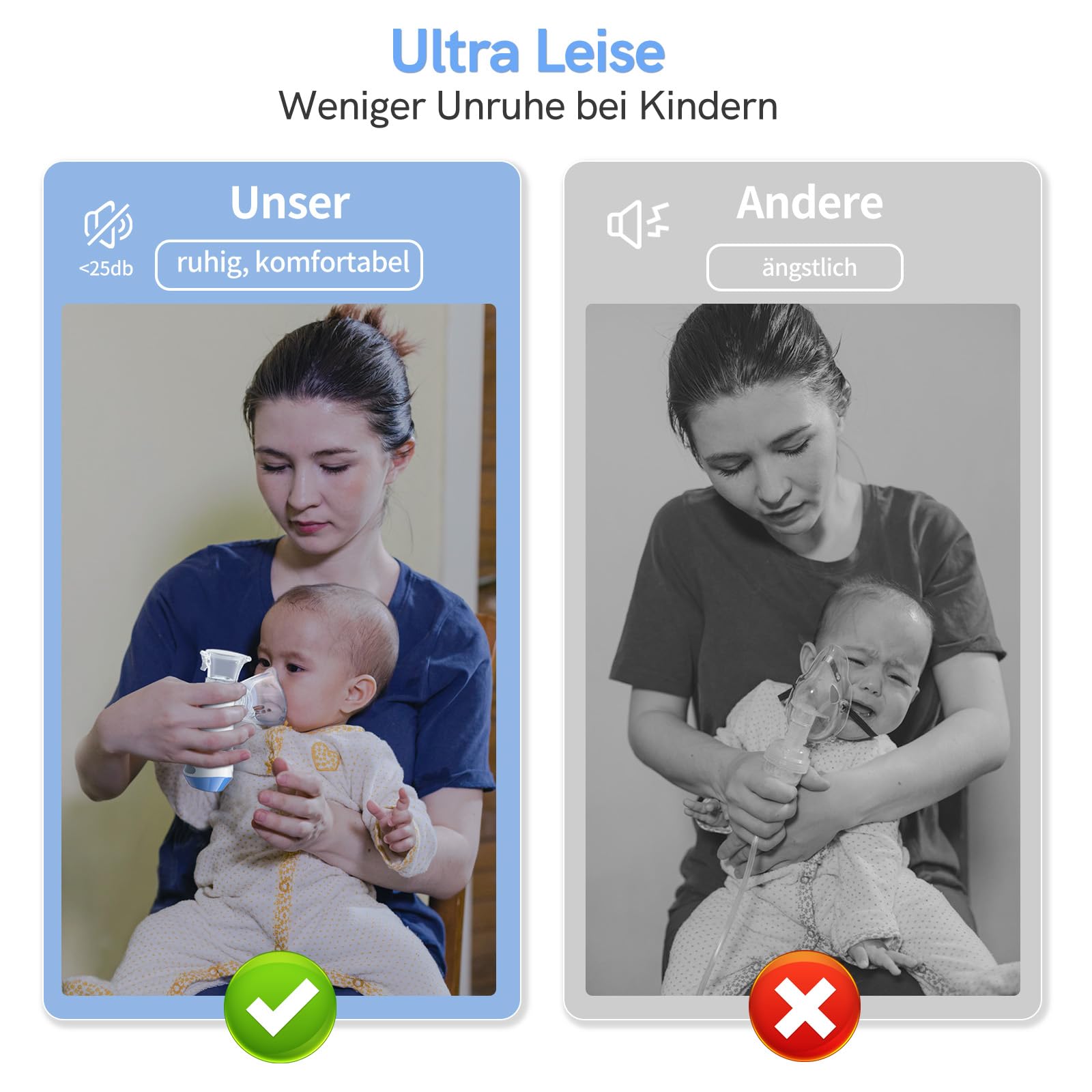 Inhalationsgerät, JOSSIS Ultra Leise Inhaliergeräte für Erwachsene, Kinder, Partikelgröße 1-5µm, Einstellbarer Sprühnebel, Aufladbarer Inhalator