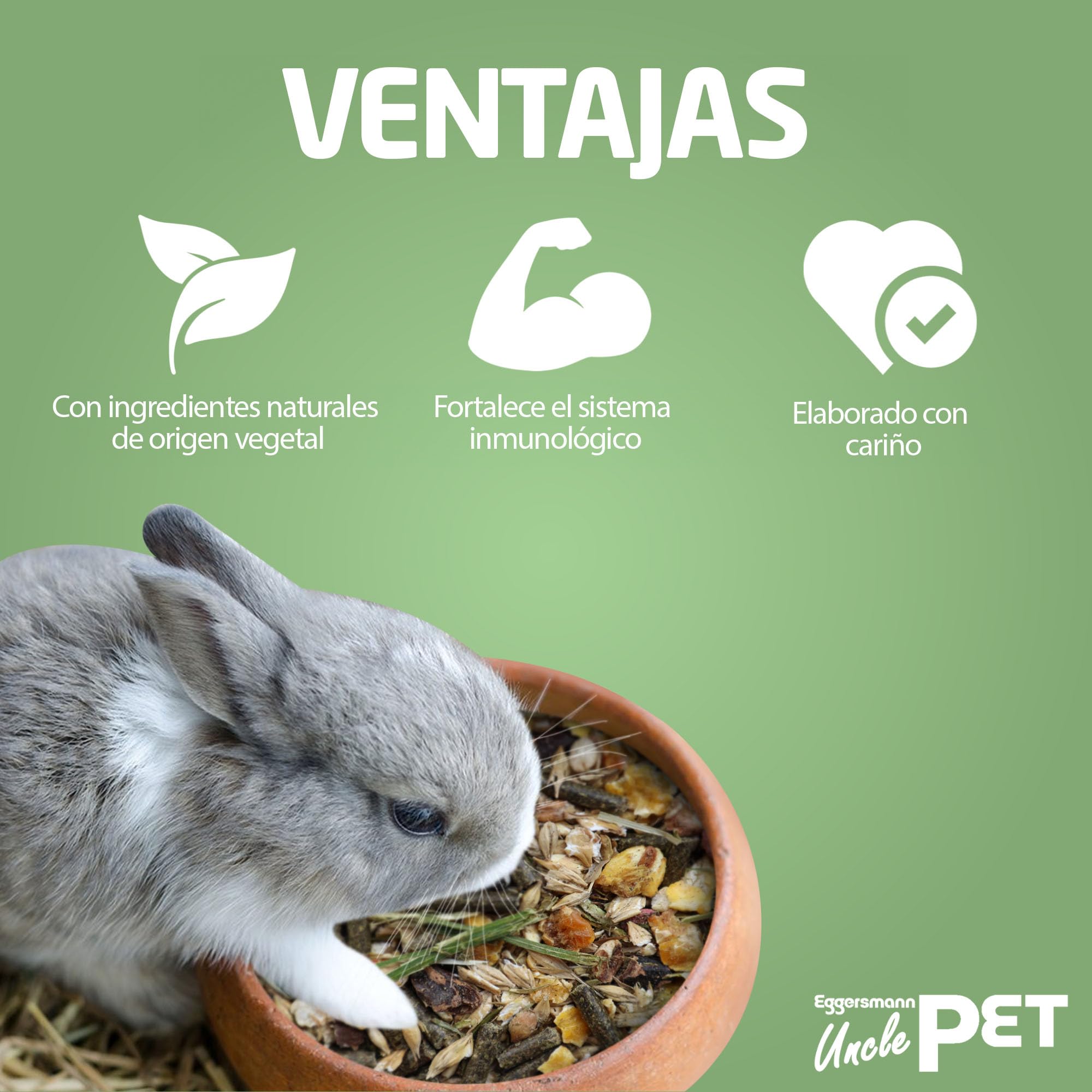Eggersmann Uncle Pet 25 kg Comida para Conejos - muesli Premium para Conejos - Comida para Conejos con el Poder Natural de Las Hierbas y Zanahorias - Accesorios para Conejos (Bolsa de 25 kg)