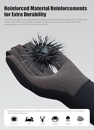 Miniatura 3 de Hevto Guantes de neopreno de 0.118 in 0.197 in para hombres y mujeres, Kevlar GBS - Guantes de buceo para mantener el calor en agua fría y viento