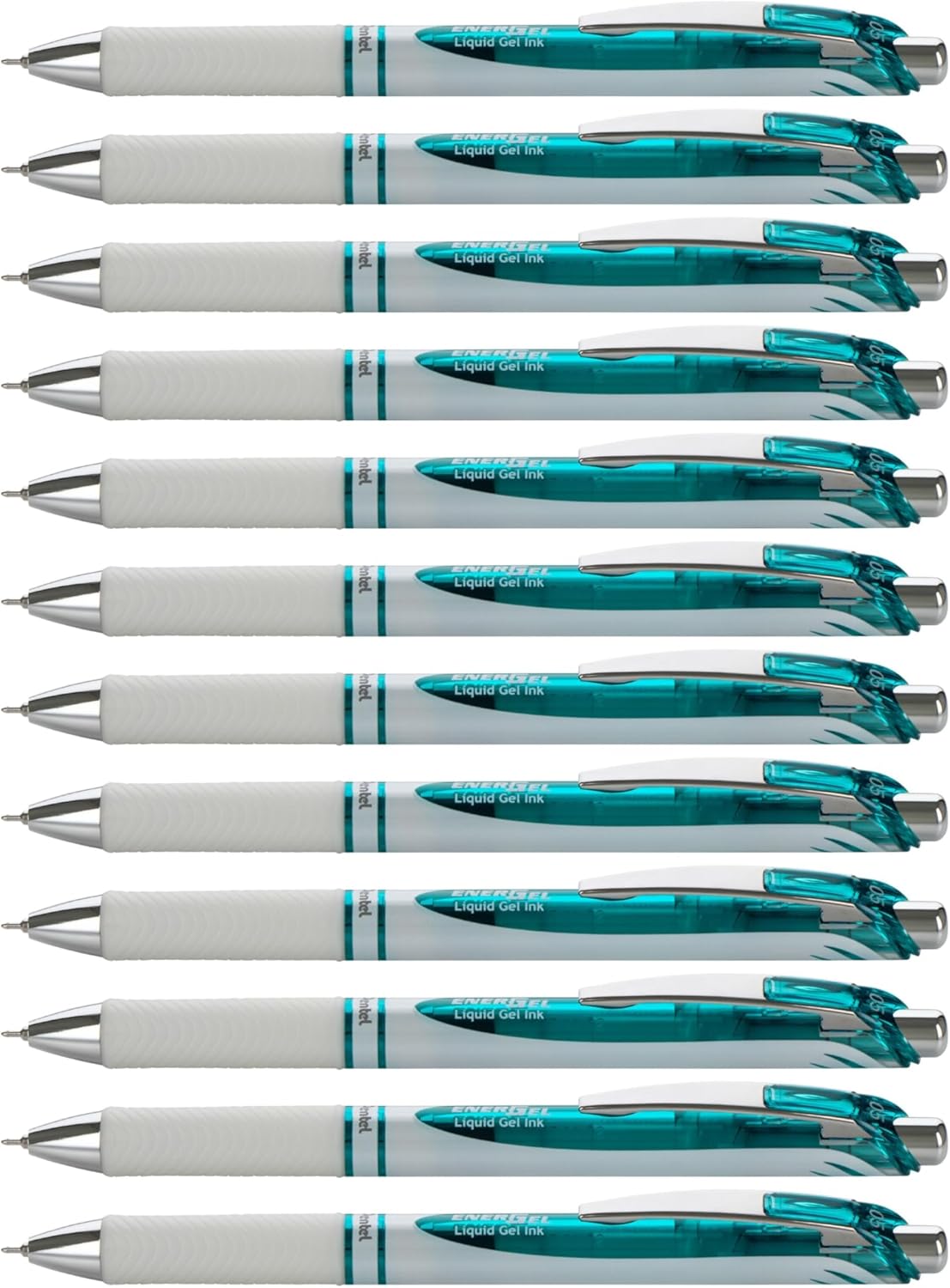 Pentel EnerGel Pearl Retractable Gel Pen, 0.5mm needletip, Fine Point, Turquoise Ink, 12 count