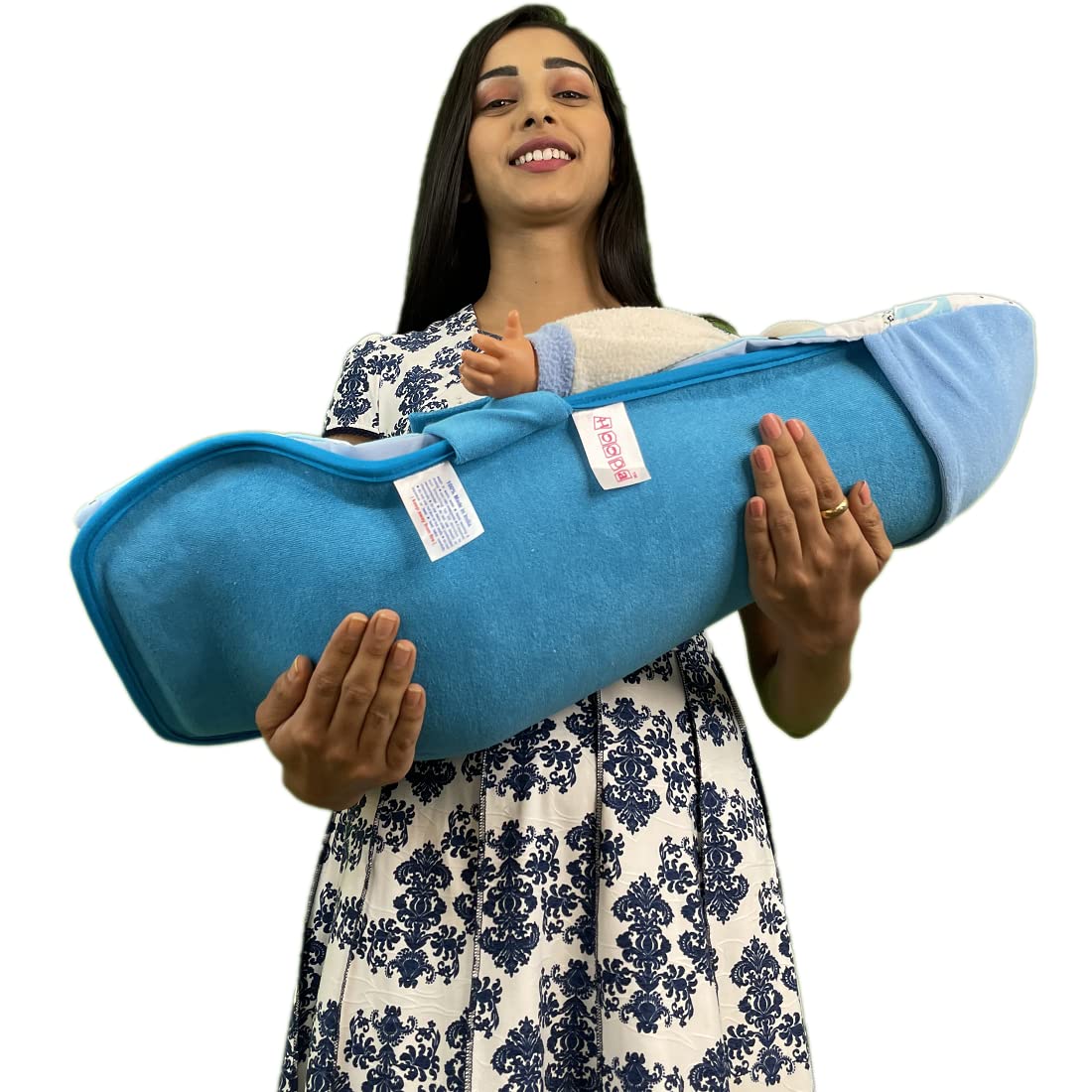 HOOPA 2in1 Infant Carrier for Newborn (0–4 Months) | Reclined Carrying & Breastfeeding Support | Strong Back Support | Indoor & Outdoor Use | Feeding Pillow | Nursing pad | New born Carrier |Dark Blue 4