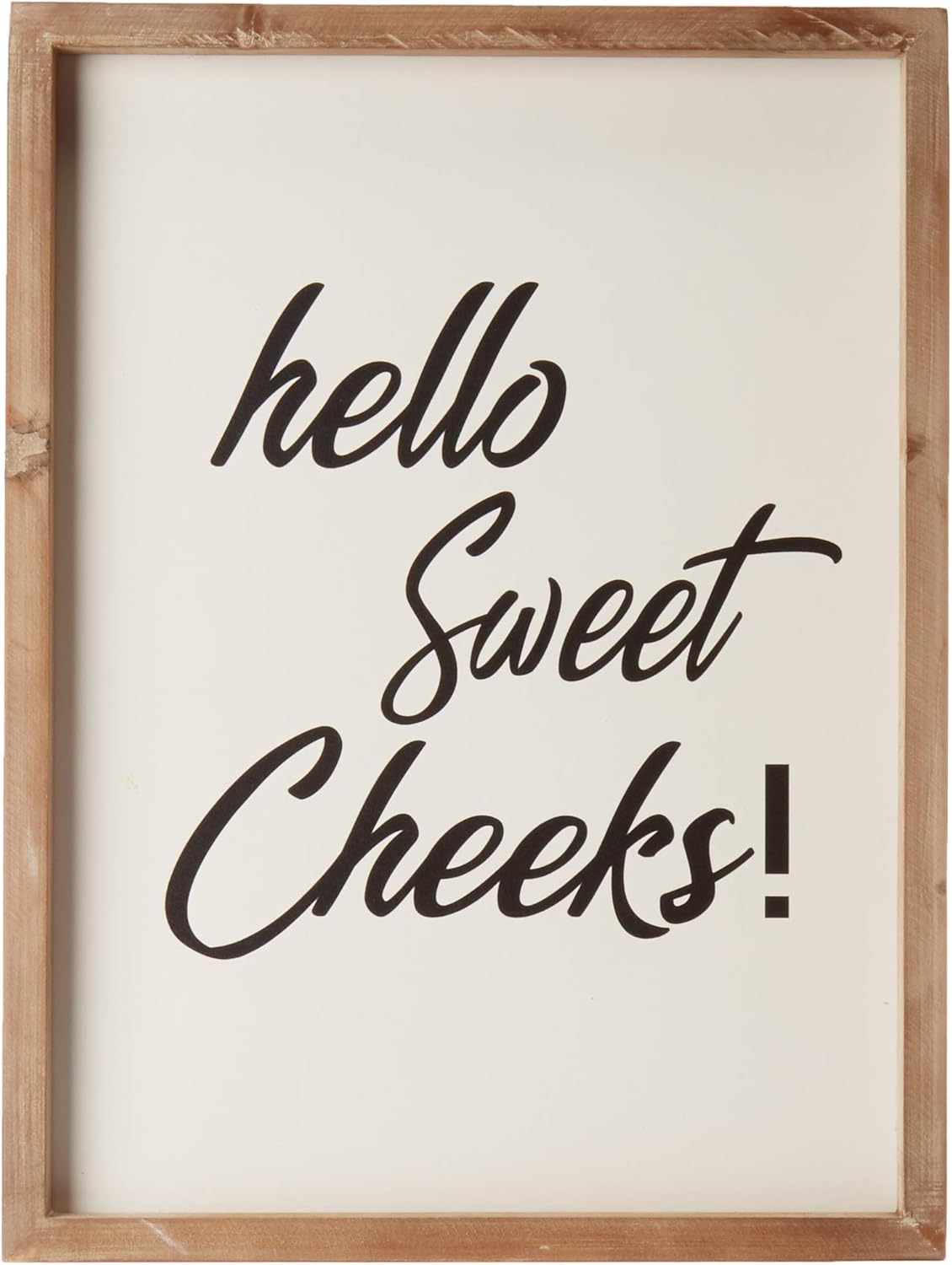 Funny Rustic Wooden Bathroom Sign-Hello Sweet Cheeks Farmhouse Home Decor-12x16 inches Wood Framed Wall Hanging Quote Sign