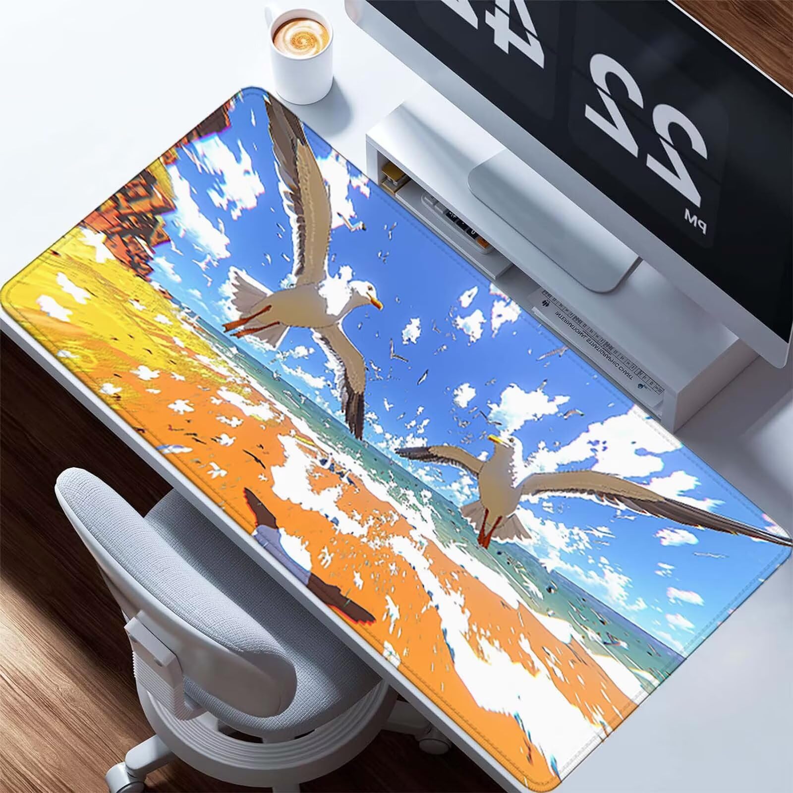 Podkładka pod mysz dla graczy dla ptaków, XXL, 1200 x 600 mm, szyte krawędzie, podkładka pod mysz, biała, akcesoria dla graczy, wodoodporna, antypoślizgowa, gumowa podkładka pod mysz, do domowego