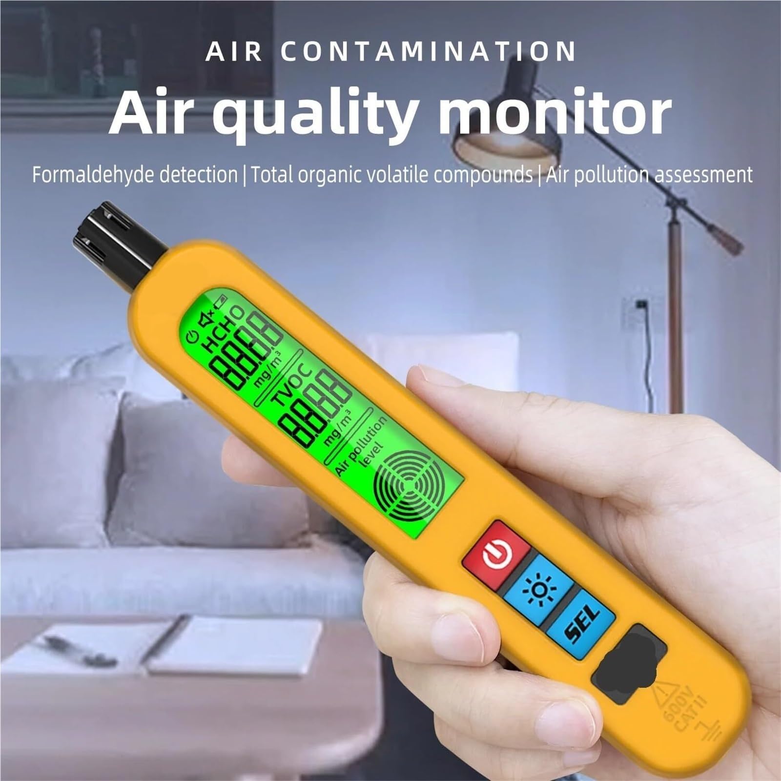 monitor di co2, Rilevatore Di Qualità 'Aria Allarme Automatico Formaldeide Display LCD Portatile Ricabile per casa, ufficio, auto