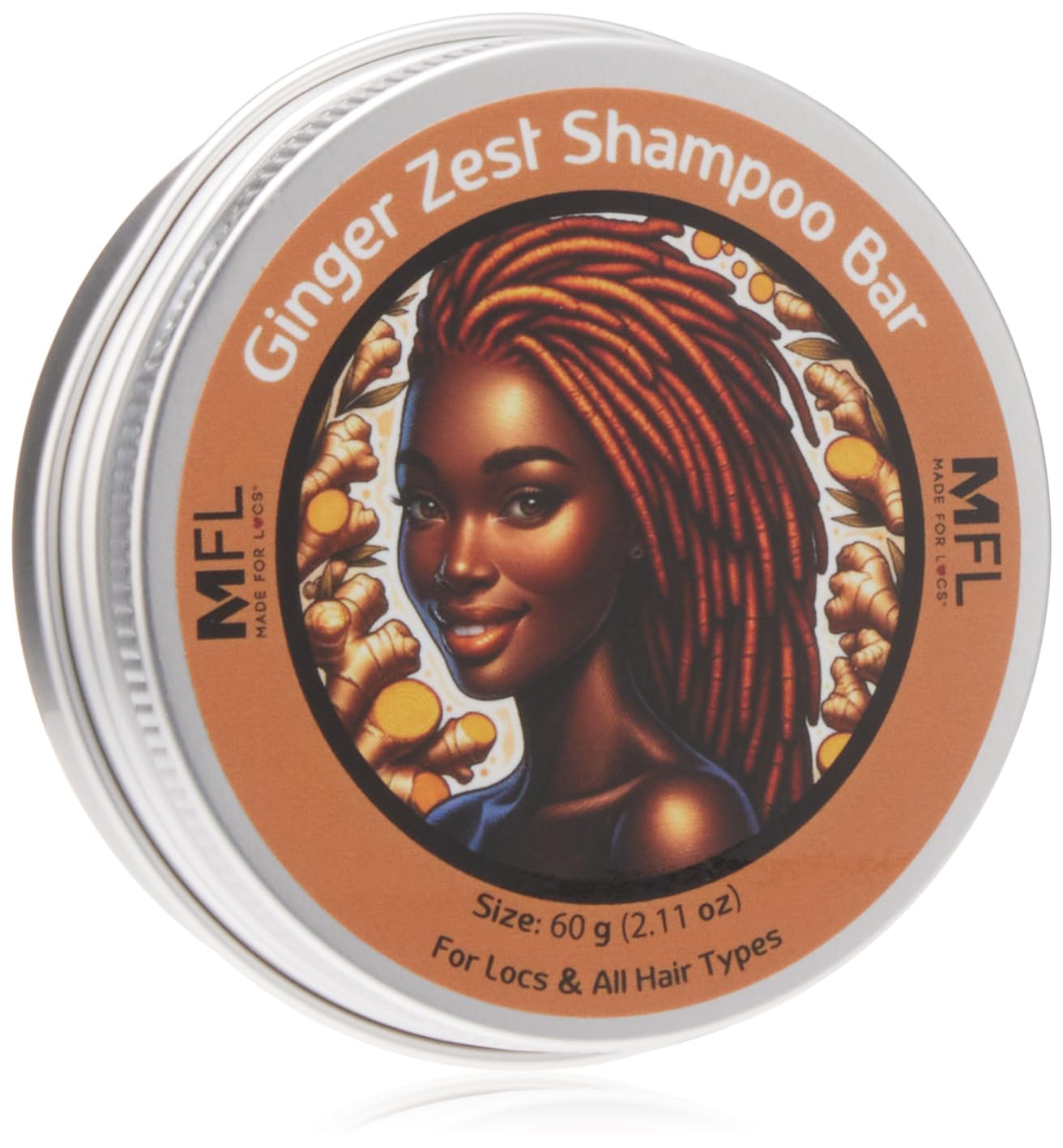 Made For Locs Shampoo Bar - Zero Waste, Travel Size, Natural Hair Cleanser for Locs & Dreadlocks, 60 g (Ginger Zest)