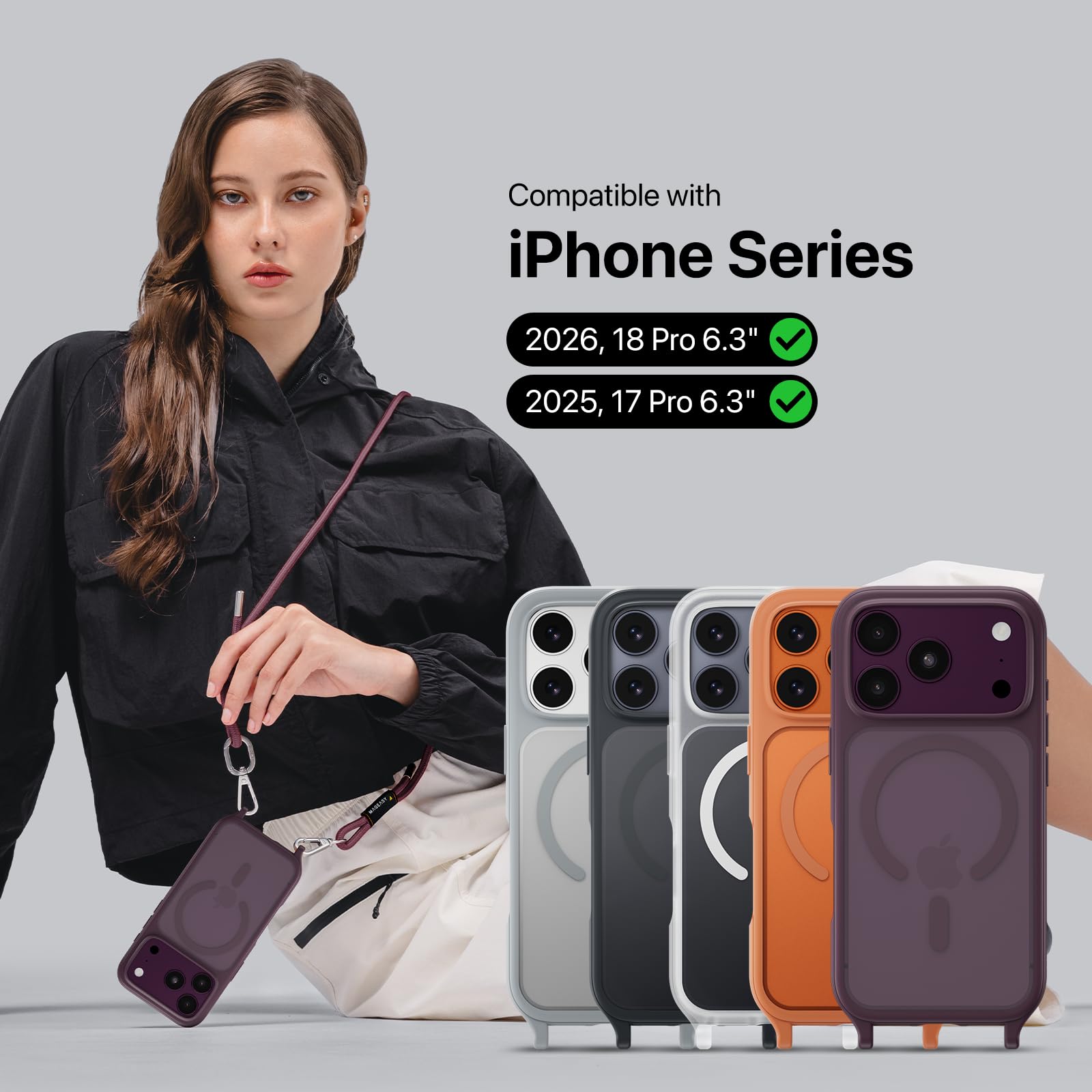 Amazon.com: MAGEASY Roam MagSafe Phone Case with Crossbody Strap