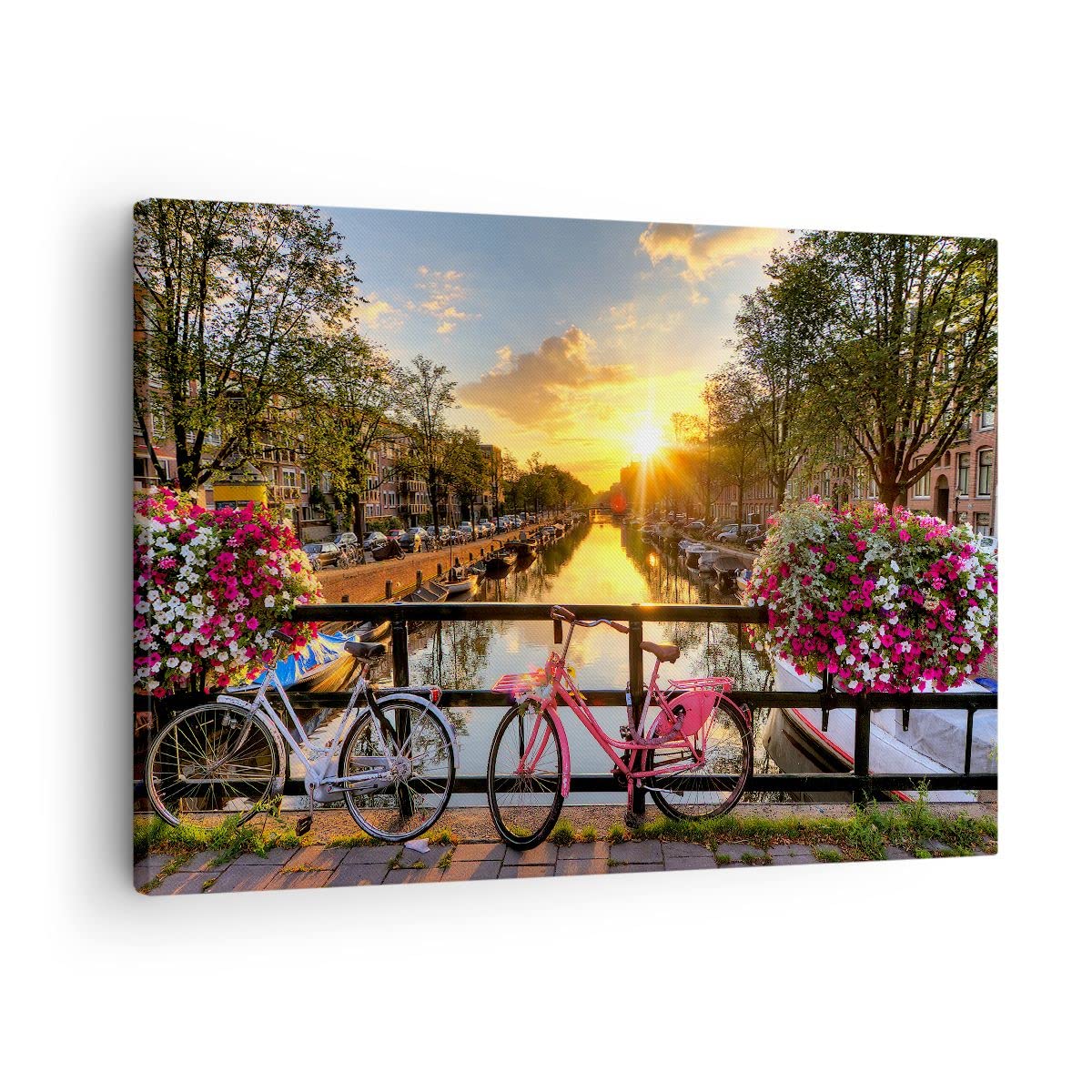 Lienzos decorativos Bicicletas canal Amsterdam arquitectura Cuadro Sobre Lienzo Moderno 70x50cm Cuadros Decoracion Salon Dormitorio Cocina Cuadros Pared Imágenes Wall Art Prints Decor AA70x50-3081