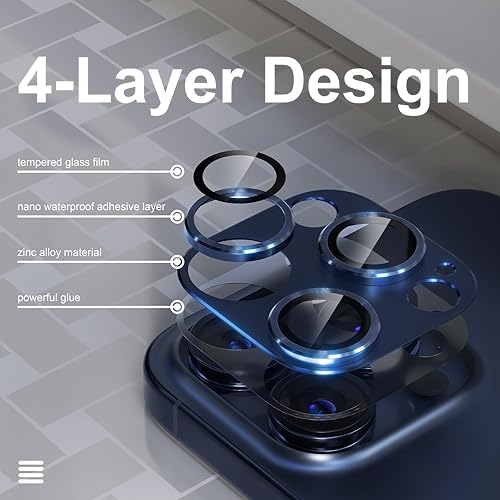 Miniatura 3 de beuxece Protector de lente de cámara para iPhone 15 ProiPhone 15 Pro Max, accesorios de metal para cámara, compatible con fundas, vidrio templado