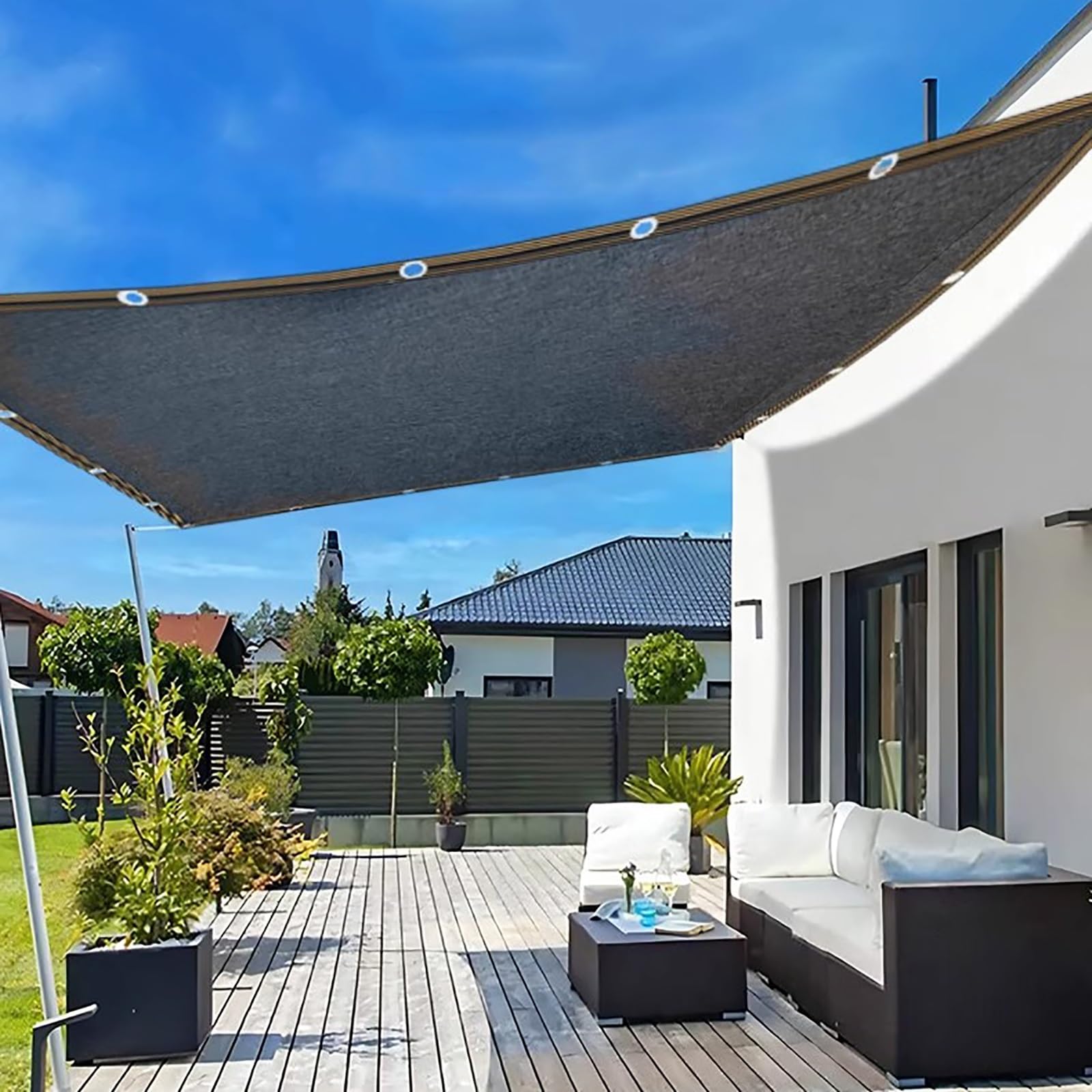 Toile d'ombrage noire extérieure pour pergola de terrasse et confort de jardin