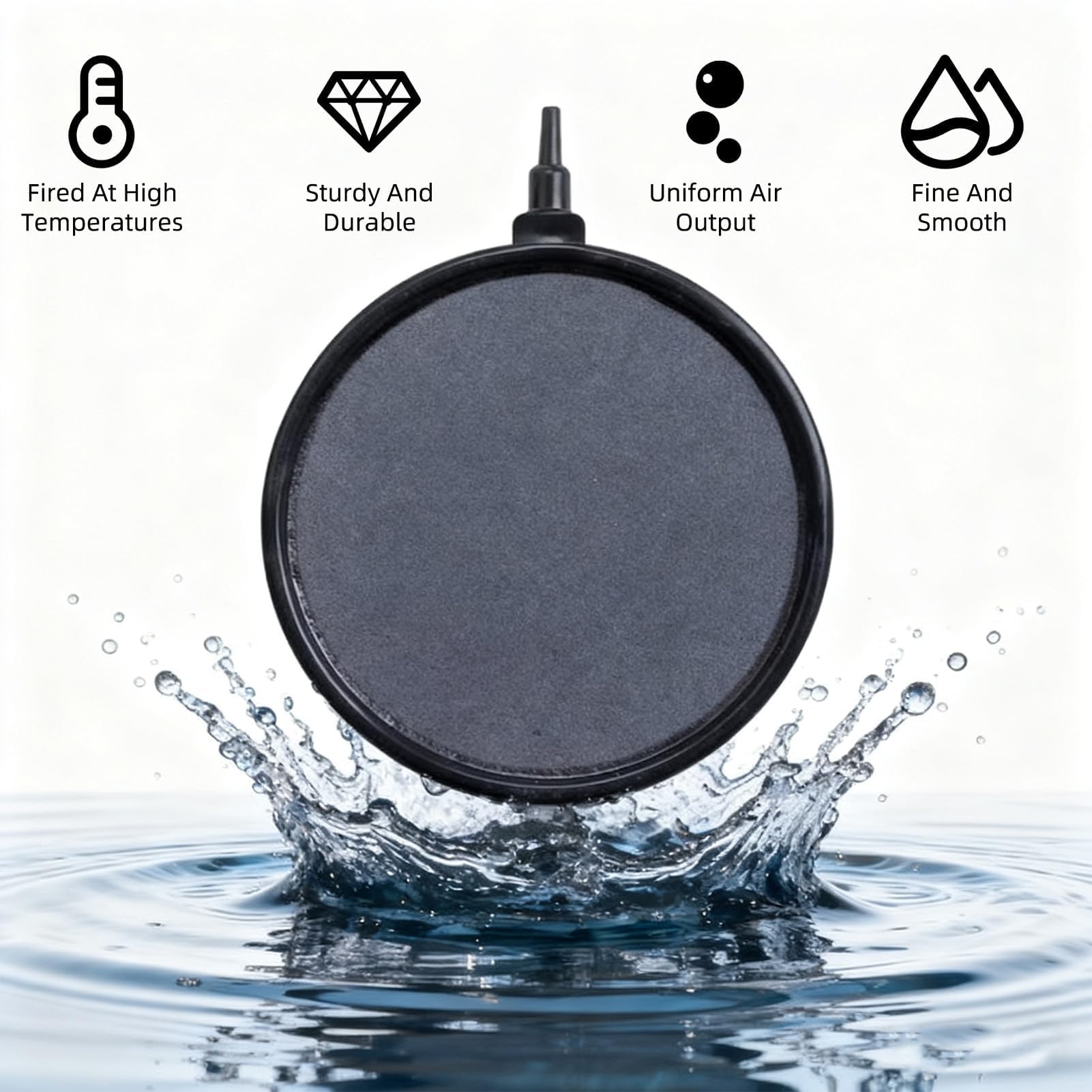 Pierre à Air pour étangs 10 cm Bulleur Aquarium Grand Disque de Pierre à air Tuyau de 4 mm / 8 mm pouvant être Connecté pour étangs, Aquariums et Aquariums-avec Ventouses