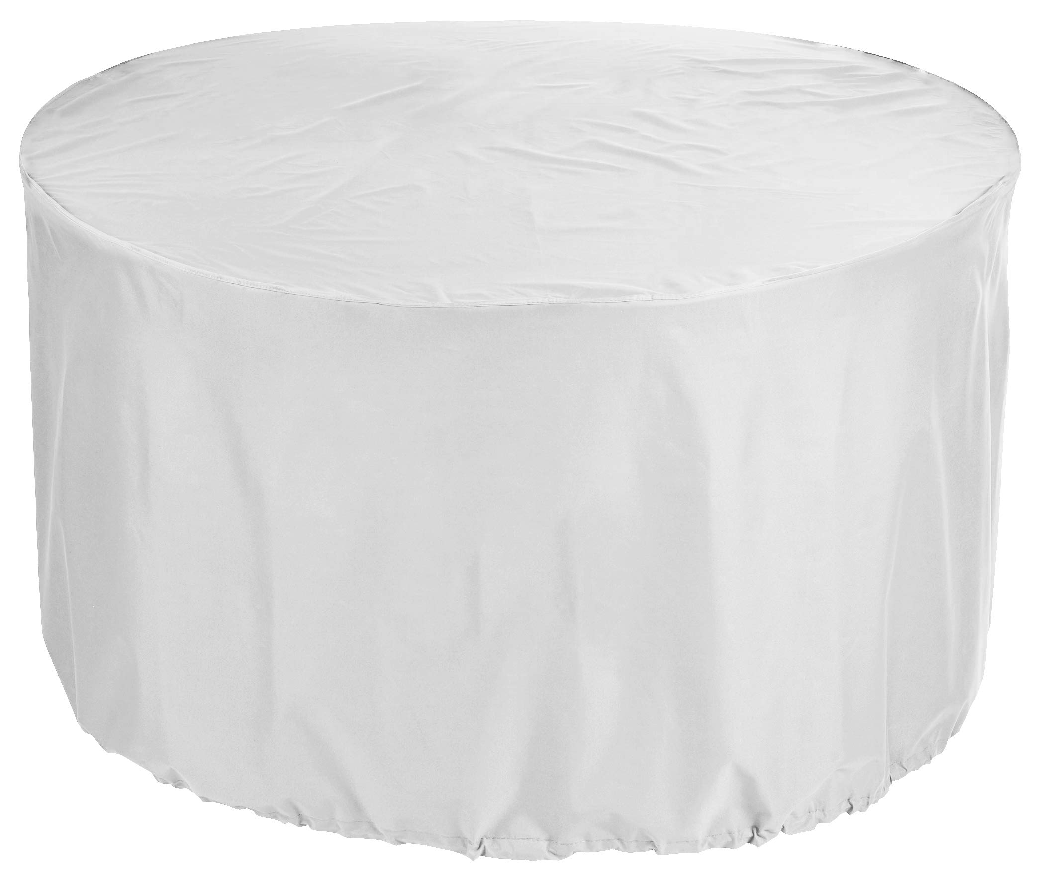 KaufPirat Premium Tarpaulin Round Garden Table Cover Ø 250x85 cm Outdoor Daybed Cover Outdoor Furniture Cover Table and Chair Dust Cover Waterproof Round Patio Table Cover 600D Oxford Fabric White