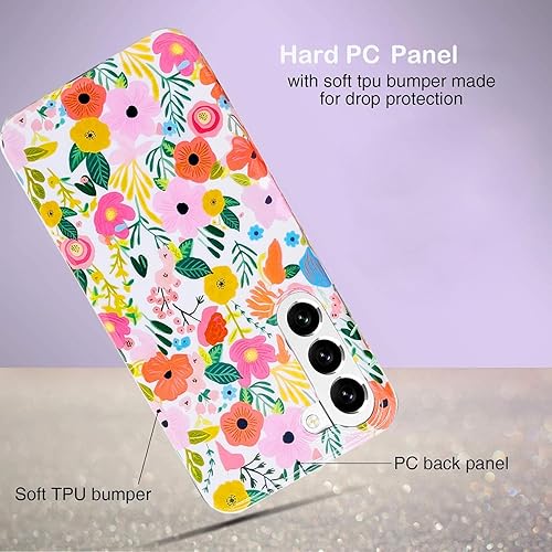 Miniatura 5 de J.west Garden Floral Galaxy S22 Plus - Funda 5G de 6.6 pulgadas, diseño de flores de TPU suave, a prueba de golpes, para mujeres y niñas, color rosa