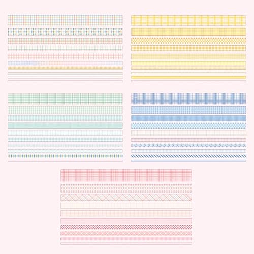 Miniatura 4 de Juego de cinta Washi de celosía, 100 rollos de cinta adhesiva, 581015201.181 in de ancho, 6.56 pies de largorollo de cinta decorativa estética,