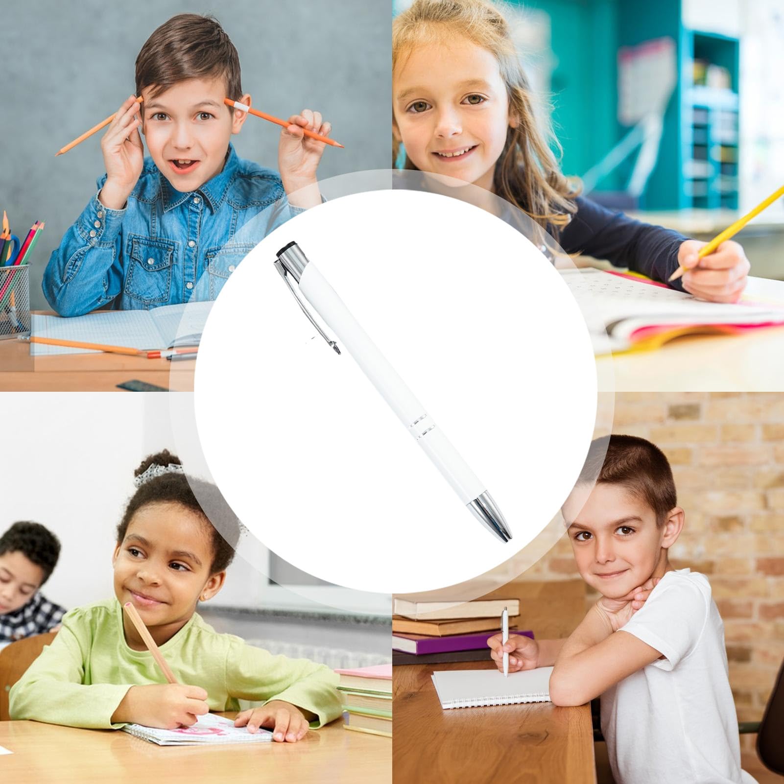 Penna stilografica professionale, 50 penne stilografiche in metallo, multifunzionali, alla moda, con clip argentata, per studenti, insegnanti, professionisti, uso quotidiano, scuola