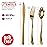 Pre Rolled Plastic Silverware Sets for Parties (25 Pack) Gold Cutlery Set, Disposable Spoons, Forks, Knives, Napkins Prewrapped, Heavy Duty Utensils Individually Wrapped for Wedding, Thanksgiving